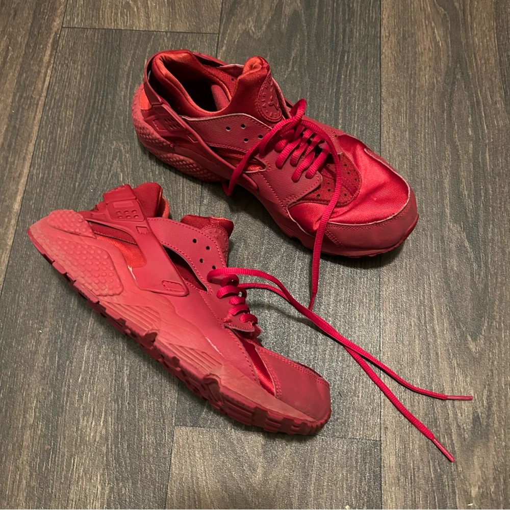 Red huaraches running shoes
